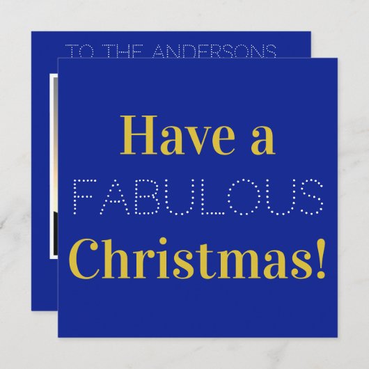 kerstfilm met blauwe goudfotografie feestdagenkaart (Voorkant / Achterkant)