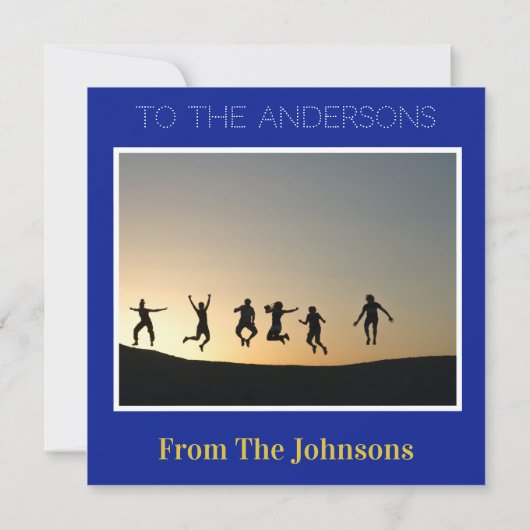 kerstfilm met blauwe goudfotografie feestdagenkaart (Achterkant)