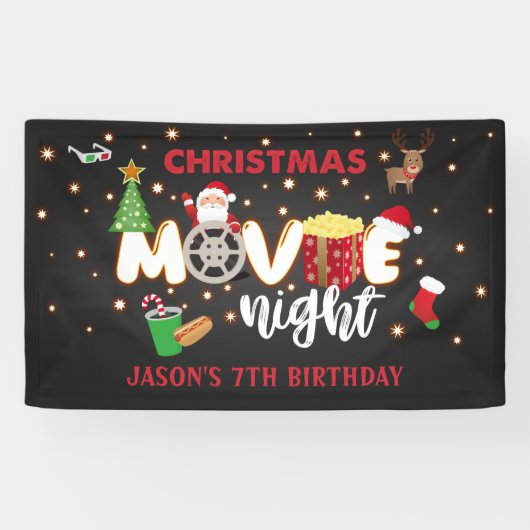 Kerstfilm, nachtbanner spandoek (Horizontaal)