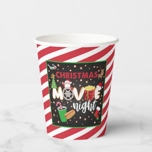 Kerstfilm, night Paper Cup Papieren Bekers (Achterkant)