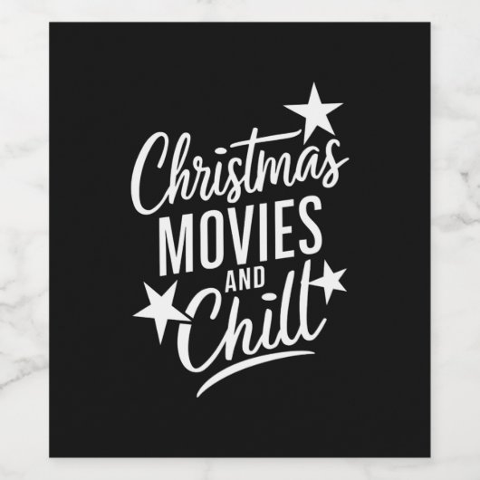 Kerstfilms en Chill Familie Kerstcadeau Wijn Etiket (Enkel label)