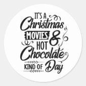 kerstfilms: warme chocolade ronde sticker (Voorkant)