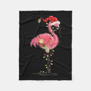Kerstflamingo in Martini GL voor tropische Holi Fleece Deken