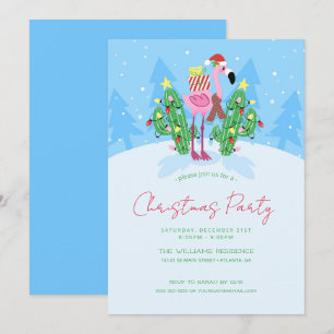 Kerstflamingo met Cactus.          Kaart