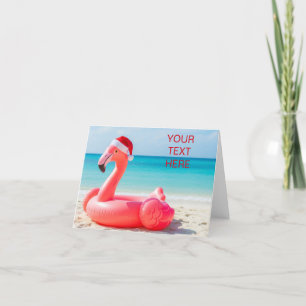 Kerstflamingo met kerstmuts bedankkaart