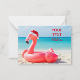 Kerstflamingo met kerstmuts notitiekaartje
