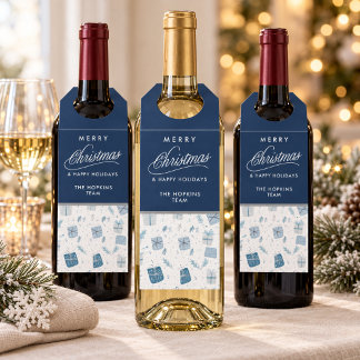 Kerstfles Hanger Tags Persoonlijk Blauw