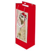 kerstflesje Meerkat RED Wine Bag Wijn Cadeautas (Voorkant Gekanteld)