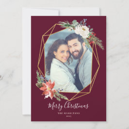 kerstflessen Geometrische rode foto Feestdagenkaart