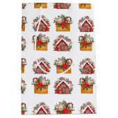 Kerstflora en enveloppatroon medium cadeauzakje (Voorkant)