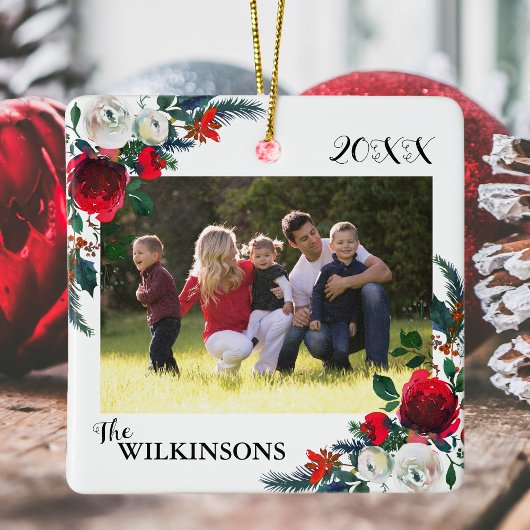 KerstFloral Afbeelding Keramisch Ornament