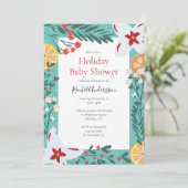 KerstFloral Baby shower uitnodiging (Staand voorkant)