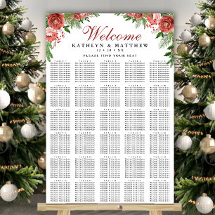 KerstFloral bruiloft 30 tafelzitjes Poster