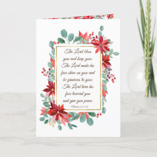 KerstFloral De Heer Bless You Bible Verse Feestdagen Kaart