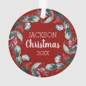 KerstFloral Greenery Pet Cat Foto Ornament (achterkant)