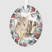 KerstFloral Greenery Pet Cat Foto Ornament (voorkant)