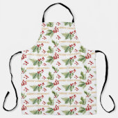 KerstFloral Holly Red Berries Schort (Voorkant)