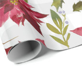 KerstFloral Poinsettia Script Typografie Cadeaupapier (Rol Hoek)