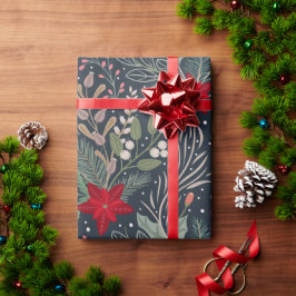 KerstFloral Poinsettia Winter Heather Cadeaupapier