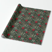 KerstFloral Poinsettia Winter Heather Wrappin Cadeaupapier (Uitgerold)