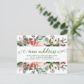 KerstFloral | vakantieverplaatsing Aankondigingskaart (Staand voorkant)