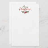 KerstFloral Wreath | Briefpapier pagina (Voorkant / Achterkant)