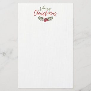 KerstFloral Wreath Briefpapier pagina