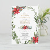 Kerstflorale elegant waterverf verjaardagsfeest kaart (Staand voorkant)