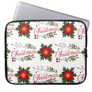 kerstfloret holi met een doornende winter laptop sleeve
