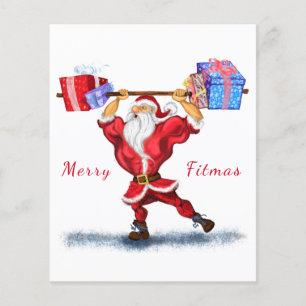 kerstflyer Bodybuilder kerstman met cadeautje Flyer