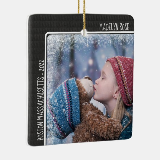 kerstfoto Aangepaste tekstvakantie Keepomwille Keramisch Ornament (Rechts)