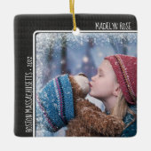 kerstfoto Aangepaste tekstvakantie Keepomwille Keramisch Ornament (Voorkant)