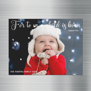 kerstfoto Baby Religieuze Verse Magnet Card