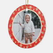 Kerstfoto Baby's eerste kerstkoekje 2025 Keramisch Ornament (Links)