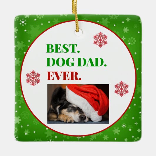 kerstfoto beste hond vader ooit keramisch ornament (Voorkant)