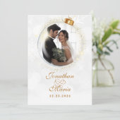 Kerstfoto bruiloft kaart (Staand voorkant)