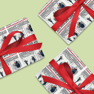 Kerstfoto Collage Holiday Red Newspaper Inpakpapier Vel