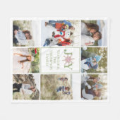 Kerstfoto Collage Joy Typografie Snowflake Fleece Deken (Voorkant (Horizontaal))
