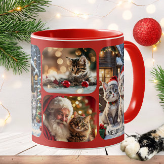 Kerstfoto Collage Merry Catmas Kerstmis Mok