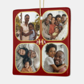 Kerstfoto Collage Monogram Gold Red Keramisch Ornament (Links)