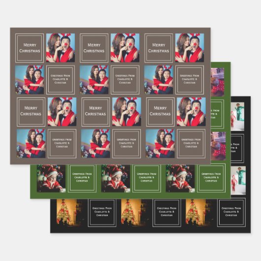 Kerstfoto Collage Persoonlijke Sjabloon Inpakpapier Vel (Set)