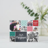 kerstfoto collage rood groen briefkaart (Staand voorkant)