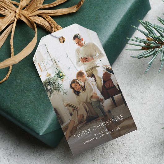 Kerstfoto Elegant Modern Cadeaulabel