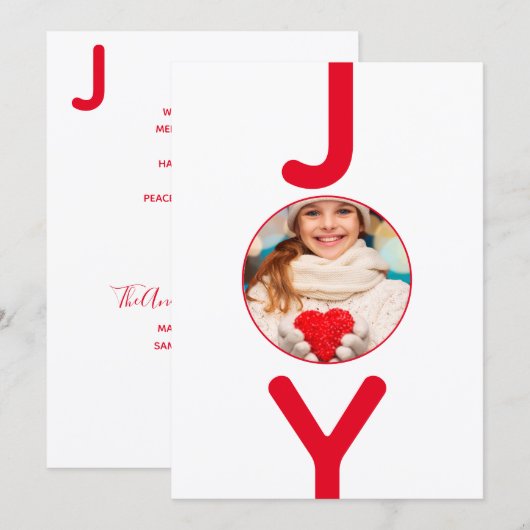 Kerstfoto geniet van witte rode moderne schrijfkaa kaart (Voorkant / Achterkant)