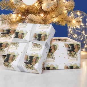 Kerstfoto Harde gouden glitter-sterren Cadeaupapier