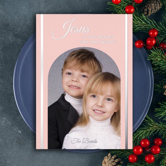Kerstfoto Jesus Blush Folie Kaart