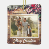 kerstfoto kerstfeest keramisch ornament (Links)