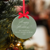 Kerstfoto Klassiek Groen Script Keramisch Ornament