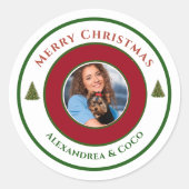  kerstfoto Merry Personaliseren Ronde Sticker (Voorkant)