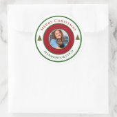  kerstfoto Merry Personaliseren Ronde Sticker (Tas)